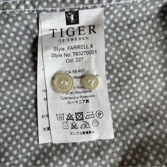 Mens Tiger of Sweden blue & white polka dot shirt - Picture 8 of 10